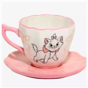 Pink Cat Teacup and Saucer Set